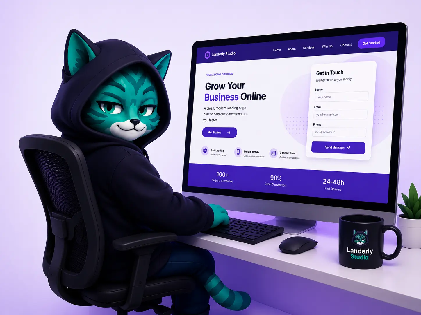Landing Page Mockup on Desktop and Mobile